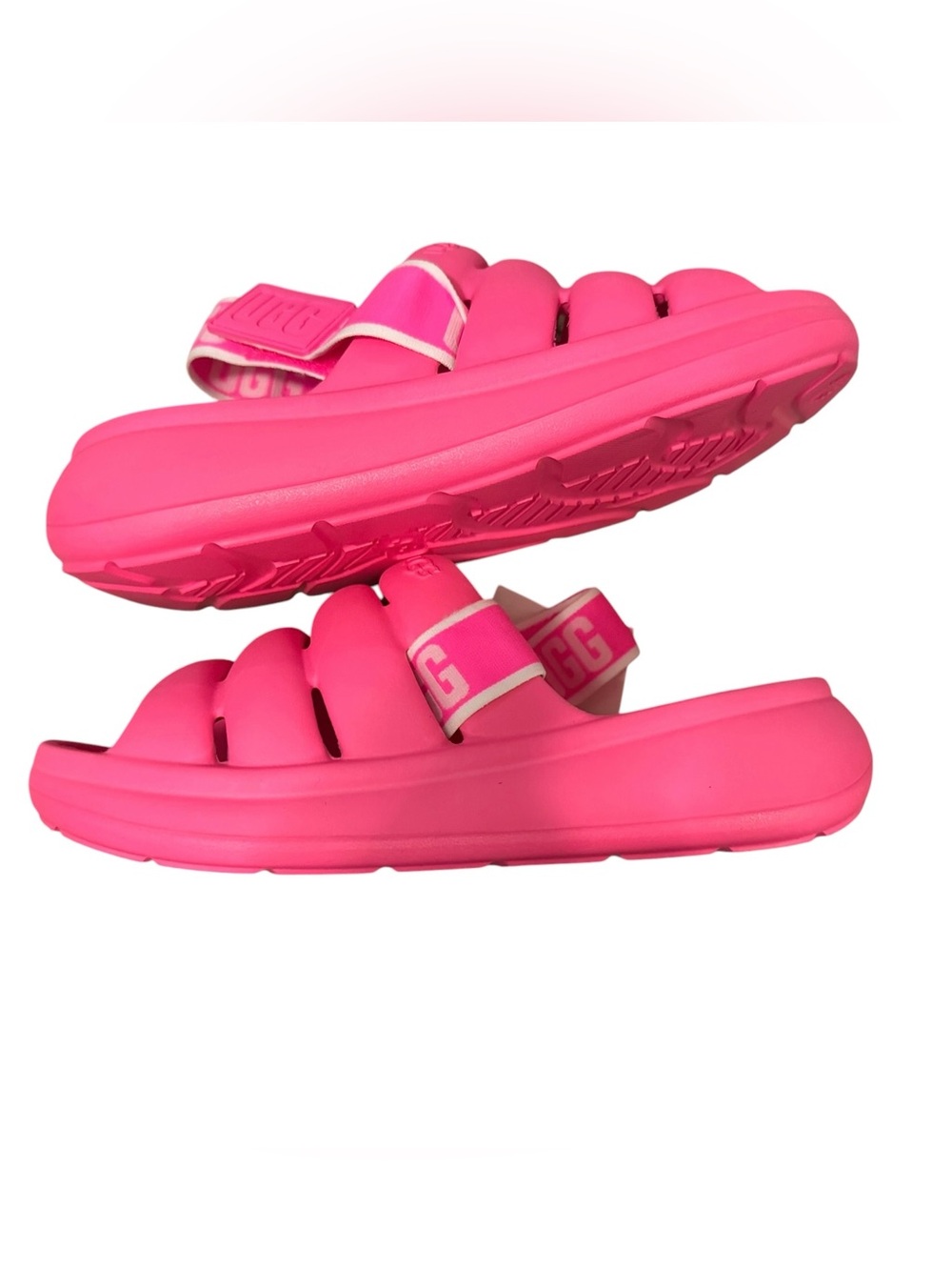 UGG Hot Pink Cushioned Slide with Logo Heel Adjustable Strap Women’s Size 8 - Picture 5 of 12